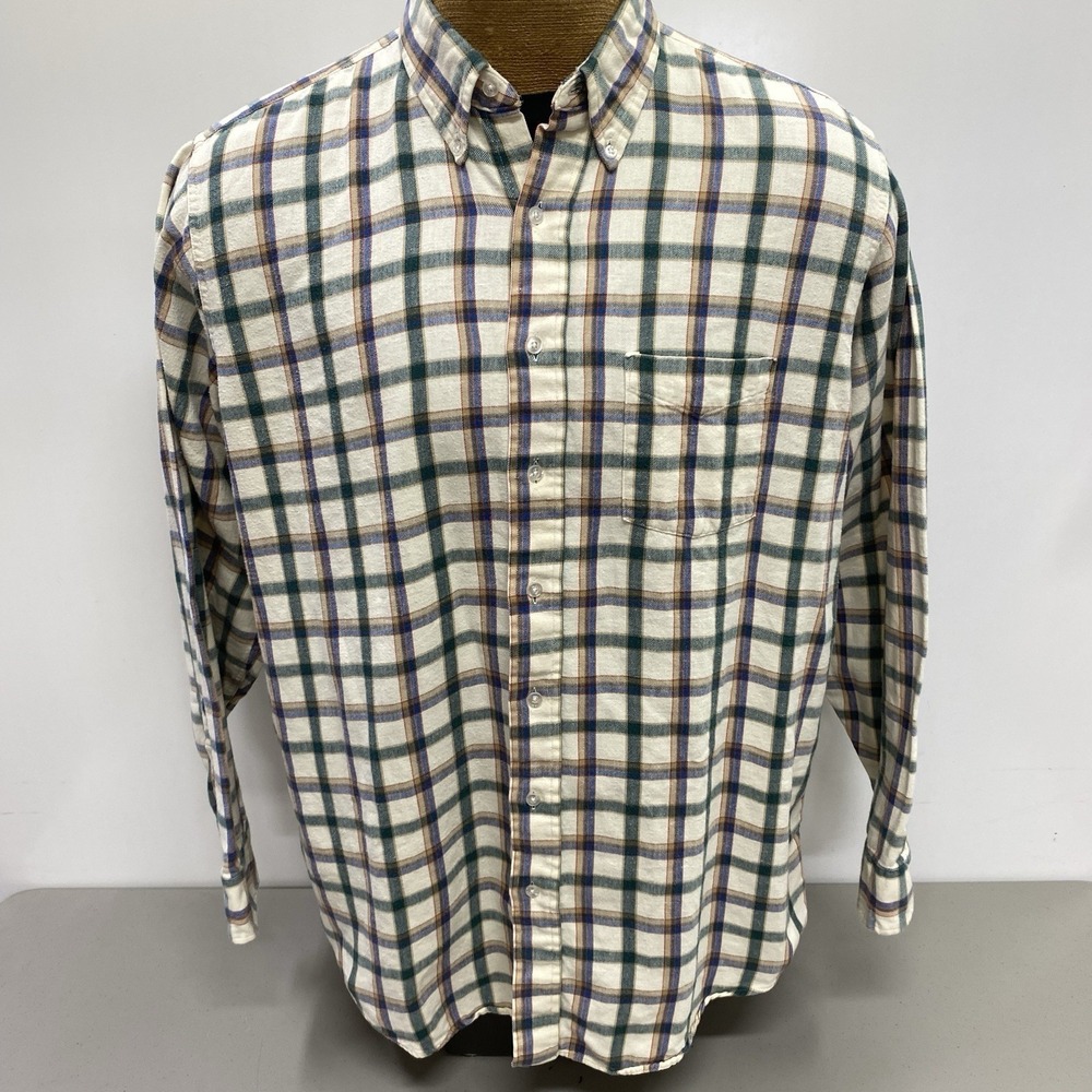 Vintage LL Bean Plaid Check Flannel Shirt Men's Tall XL Long Sleeve Made In USA